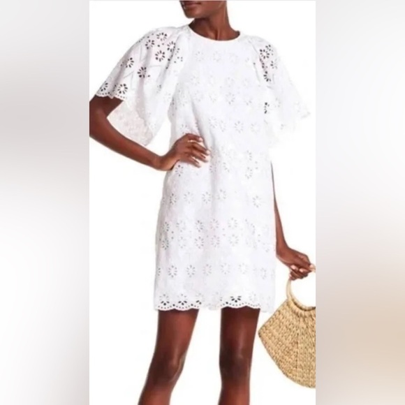 kate spade Dresses & Skirts - Kate Spade Spice Things Up White Eyelet Shift Dress Size Small